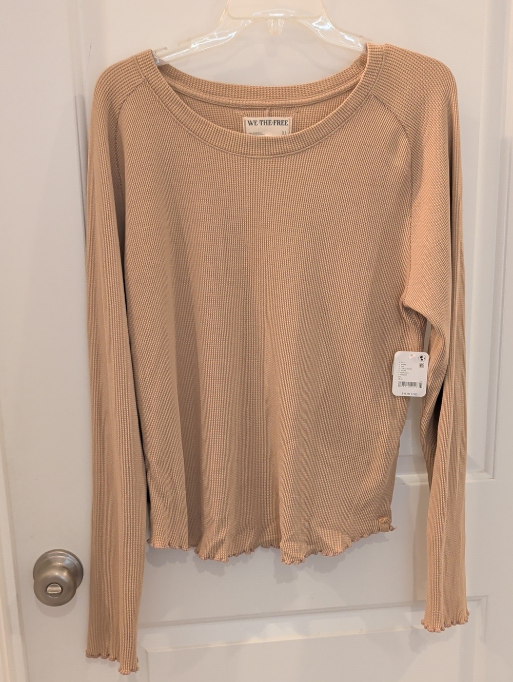 We The Free Easy Does It Long Sleeve T In Cuban sand Waffle Knit